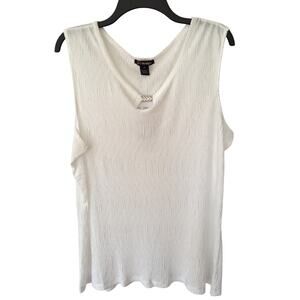 NWT BY Design XL Ivory Crepe Sleeveless Top Rhinestone Hardware on Scoop Neck